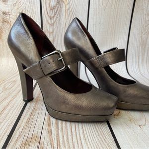 Jessica Simpson Pewter Buckle High Heels